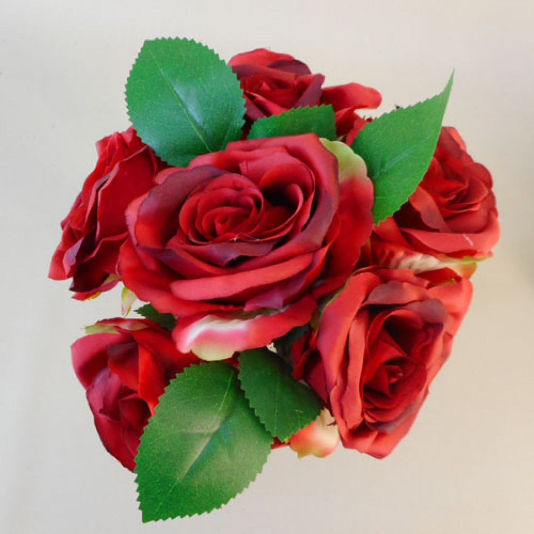 Artificial Tea Roses Bundle Red 28cm Artificial Flowers